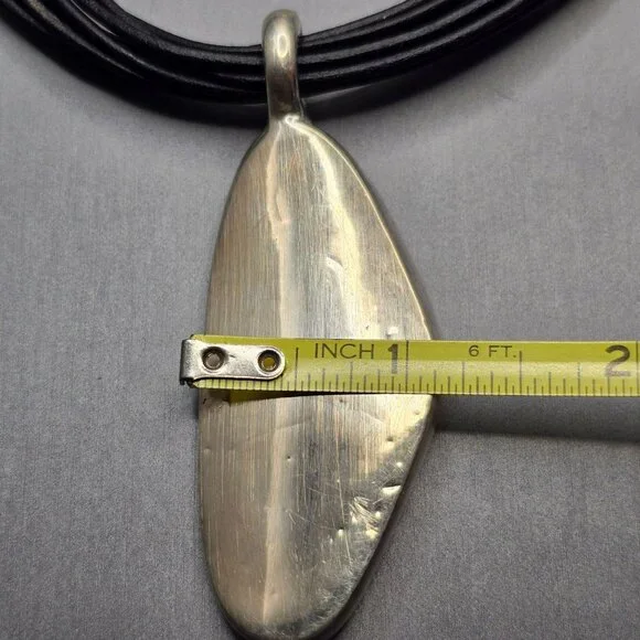 Sterling Silver Simon Sebbag SSD Pendant Choker Necklace 12" Black Leather Cord - Picture 7 of 9